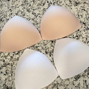 Removable Bra Inserts 2 pairs, nude and white. Fits cup sizes C, D, lightweight